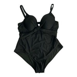 Meet Curve Womans Swimsuit Size 3XL One Piece Black Padded Underwire Stretch
